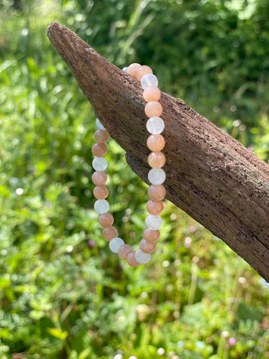 Bracelet Duo alchimique en Pierre de Soleil et Pierre de Lune : "Soleil Lune"