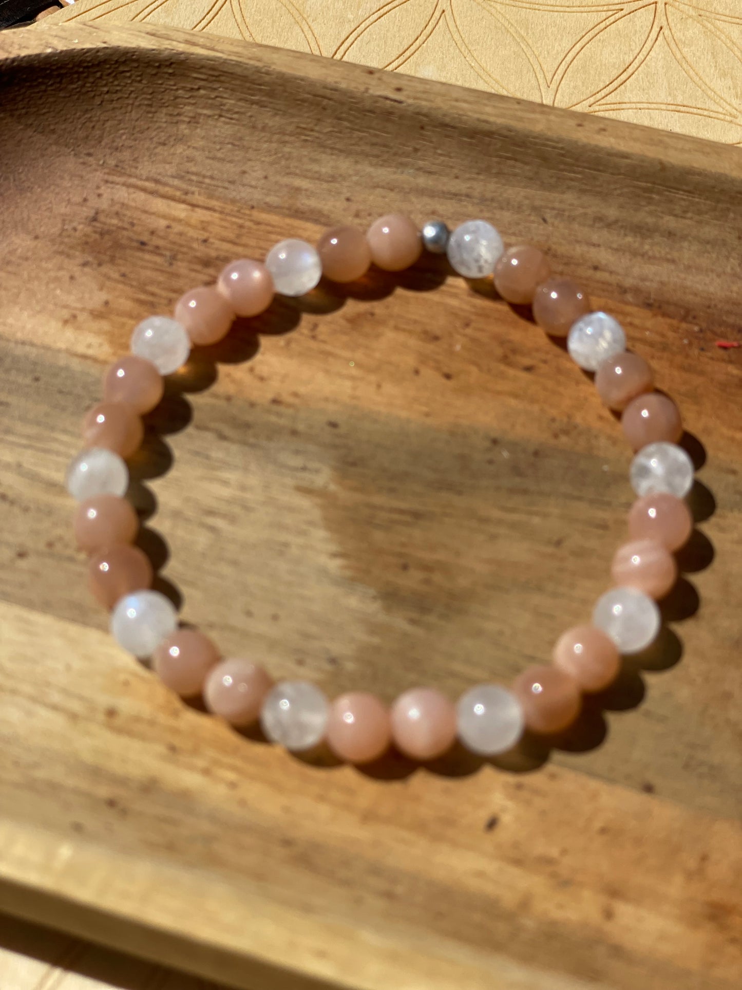 Bracelet Duo alchimique en Pierre de Soleil et Pierre de Lune : "Soleil Lune"