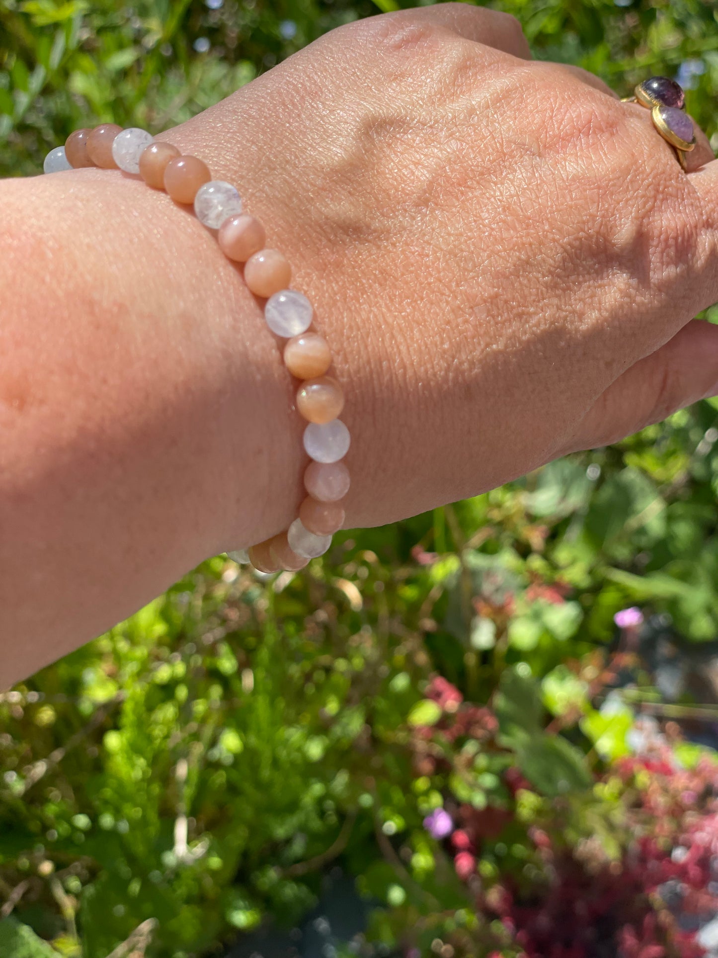Bracelet Duo alchimique en Pierre de Soleil et Pierre de Lune : "Soleil Lune"