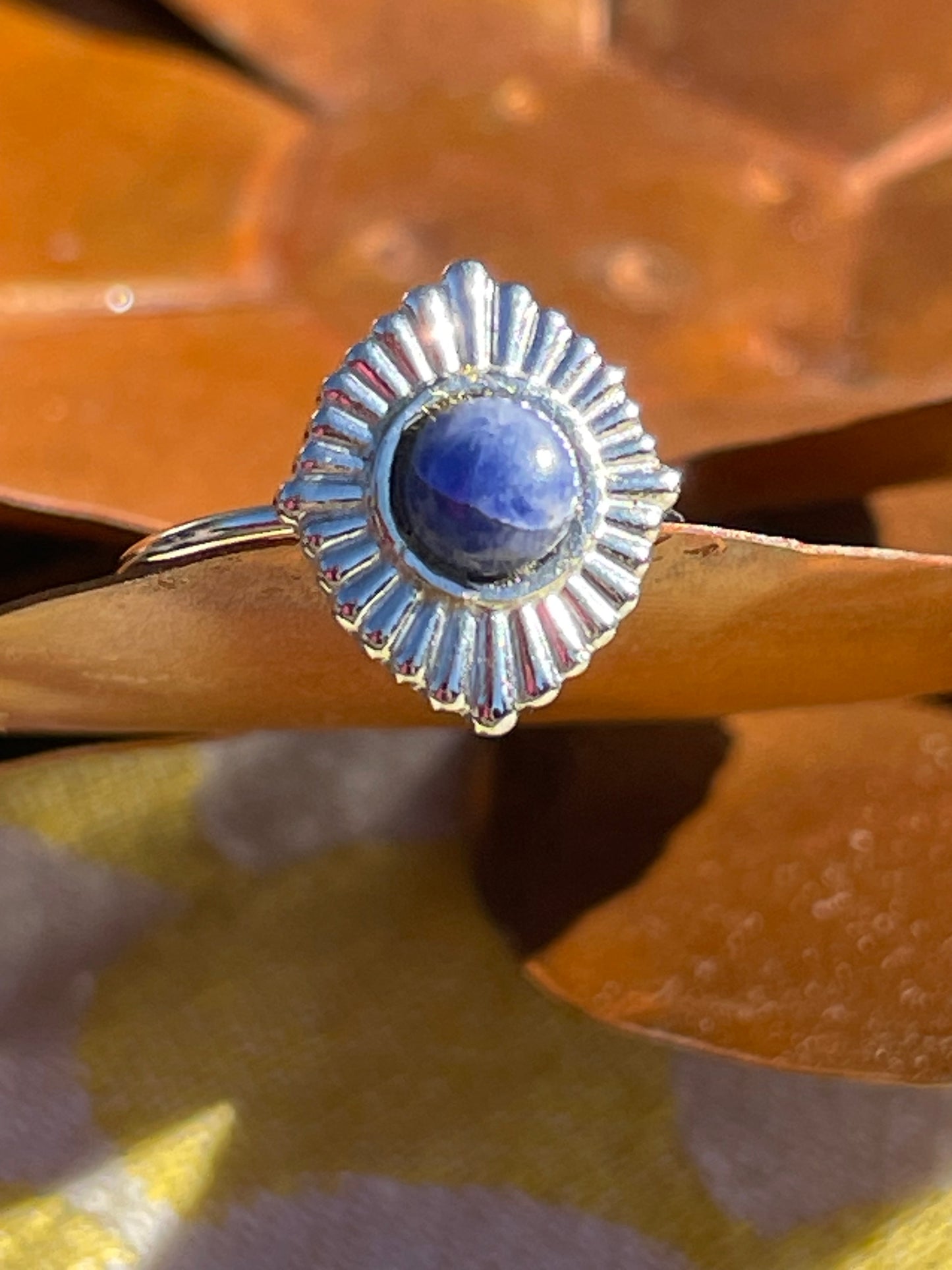 Bague Fine en acier inoxydable et Sodalite