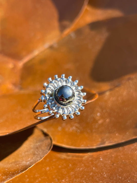 Bague Soleil d’Acier Hématite
