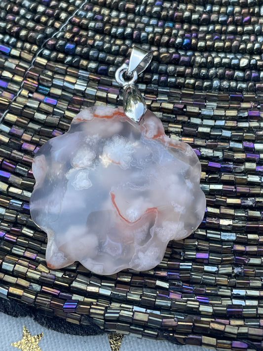 Pendentif en Agate Fleur : "Jardin secret"