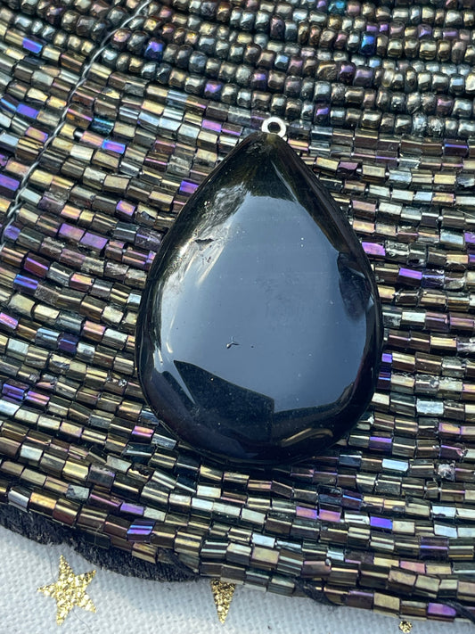 Pendentif en Obsidienne noire : "Miroir de l'âme"