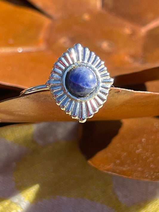 Bague Fine en acier inoxydable et Sodalite